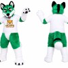 Green and White Wolf Mascot Costume