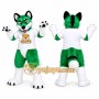Green and White Wolf Mascot Costume
