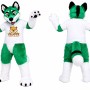 Green and White Wolf Mascot Costume
