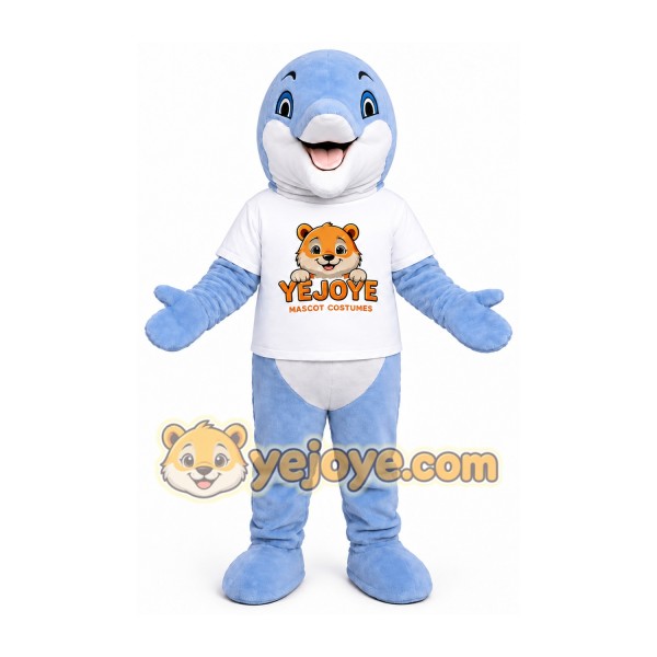 Light Blue Dolphin Mascot Costume