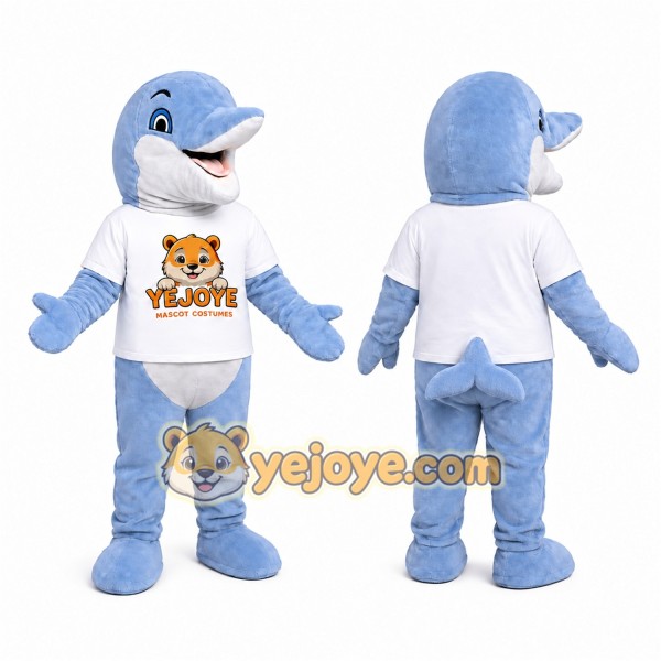 Light Blue Dolphin Mascot Costume
