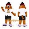 Brown Dog Mascot Costume with Black Hat Brown Dog Mascot Costume with Black Hat