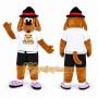 Brown Dog Mascot Costume with Black Hat