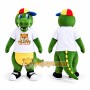 Green Crocodile Mascot Costume with Colorful Cap