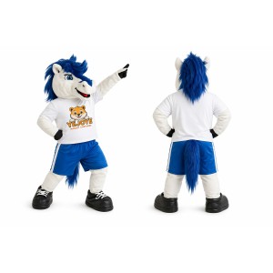 White and Blue Horse Mascot Costume