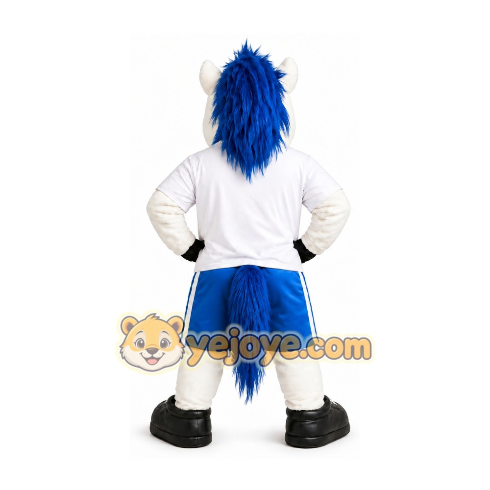White and Blue Horse Mascot Costume White and Blue Horse Mascot Costume