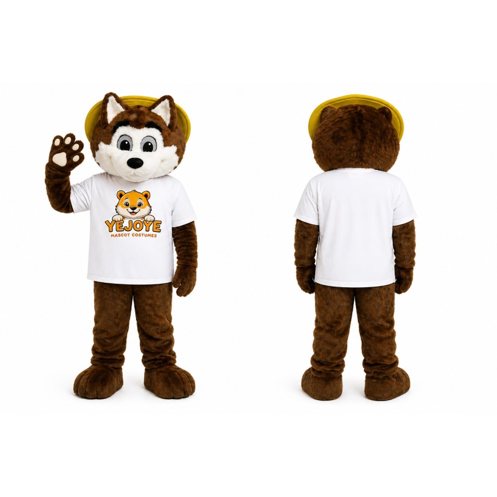 Brown Husky Mascot Costume