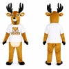 Brown Deer Mascot Costume with Black Antlers