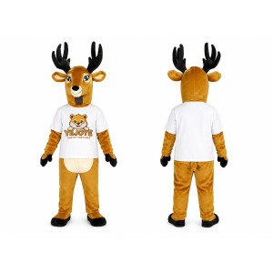 Brown Deer Mascot Costume with Black Antlers