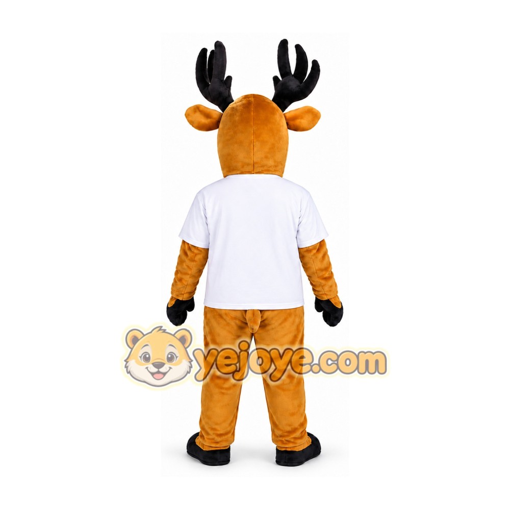 Brown Deer Mascot Costume with Black Antlers