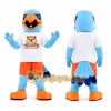 Light Blue Bird Mascot Costume with Orange Shorts
