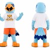 Light Blue Bird Mascot Costume with Orange Shorts