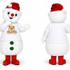 White Snowman Mascot Costume with Red Hat
