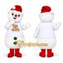 White Snowman Mascot Costume with Red Hat