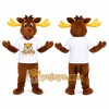 Brown Moose Mascot Costume with Yellow Antlers