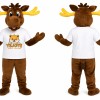 Brown Moose Mascot Costume with Yellow Antlers