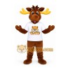 Brown Moose Mascot Costume with Yellow Antlers