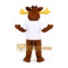 Brown Moose Mascot Costume with Yellow Antlers