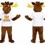 Brown Moose Mascot Costume with Yellow Antlers