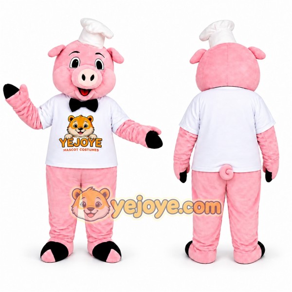 Pink Pig Chef Mascot Costume