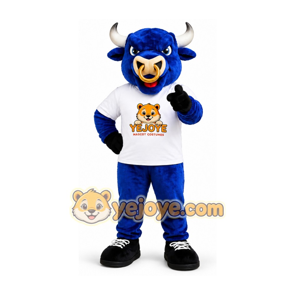 Royal Blue Bull Mascot Costume Royal Blue Bull Mascot Costume