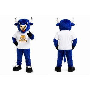 Royal Blue Bull Mascot Costume