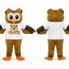 Brown Owl Mascot Costume with Orange Feet