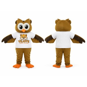 Brown Owl Mascot Costume with Orange Feet