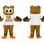 Brown Owl Mascot Costume with Orange Feet