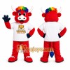 Red Bull Mascot Costume with Rainbow Hair Red Bull Mascot Costume with Rainbow Hair