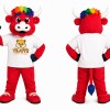 Red Bull Mascot Costume with Rainbow Hair