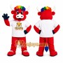 Red Bull Mascot Costume with Rainbow Hair