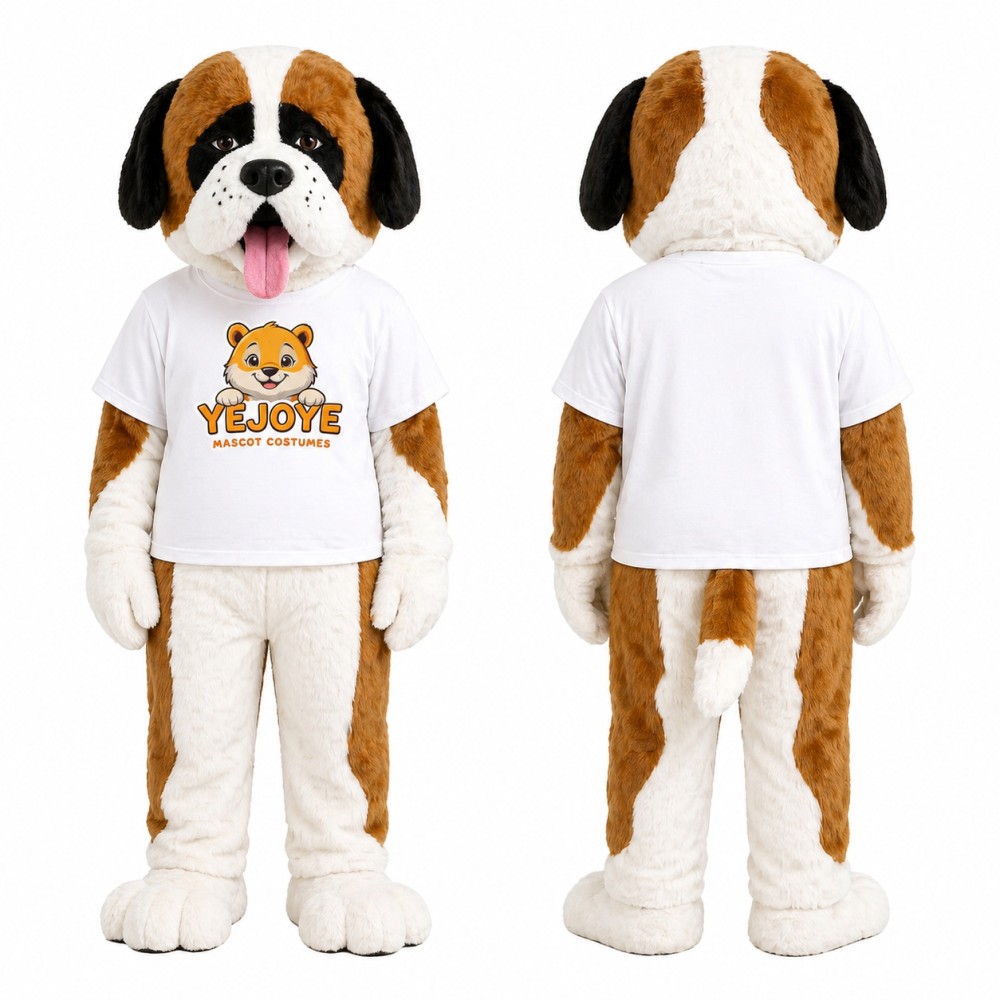 Brown and White Saint Bernard Mascot Costume