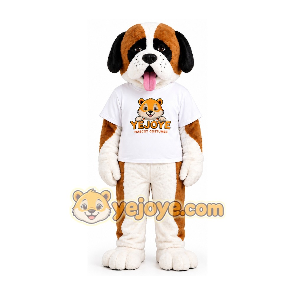 Brown and White Saint Bernard Mascot Costume Brown and White Saint Bernard Mascot Costume