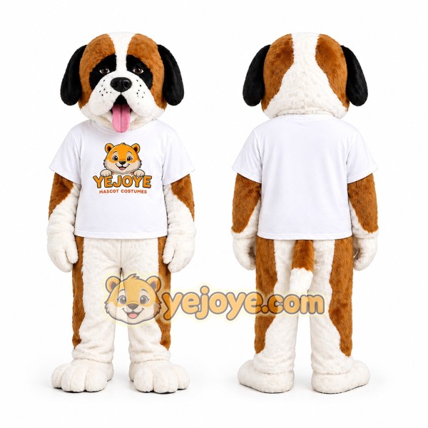 Brown and White Saint Bernard Mascot Costume