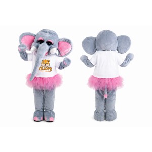 Gray Elephant Mascot Costume with Pink Tutu