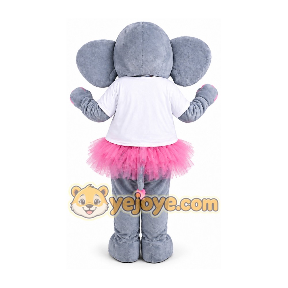 Gray Elephant Mascot Costume with Pink Tutu Gray Elephant Mascot Costume with Pink Tutu