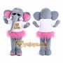 Gray Elephant Mascot Costume with Pink Tutu