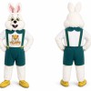 White Rabbit Mascot Costume with Green Overalls