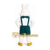 White Rabbit Mascot Costume with Green Overalls White Rabbit Mascot Costume with Green Overalls