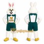 White Rabbit Mascot Costume with Green Overalls