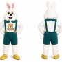 White Rabbit Mascot Costume with Green Overalls