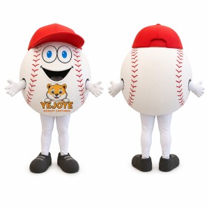White Baseball Mascot Costume with Red Cap