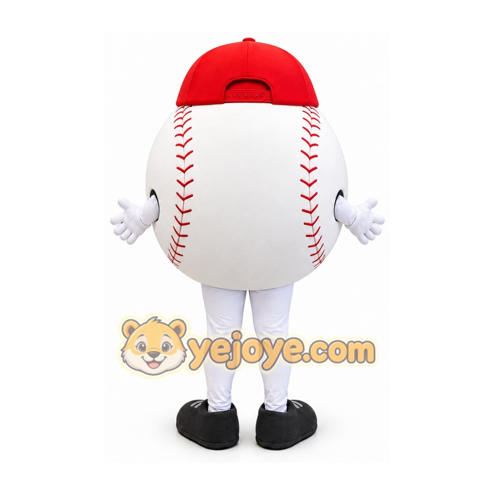 White Baseball Mascot Costume with Red Cap White Baseball Mascot Costume with Red Cap