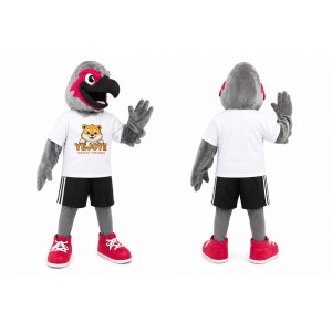 Gray Flamingo Mascot Costume with Pink Trim