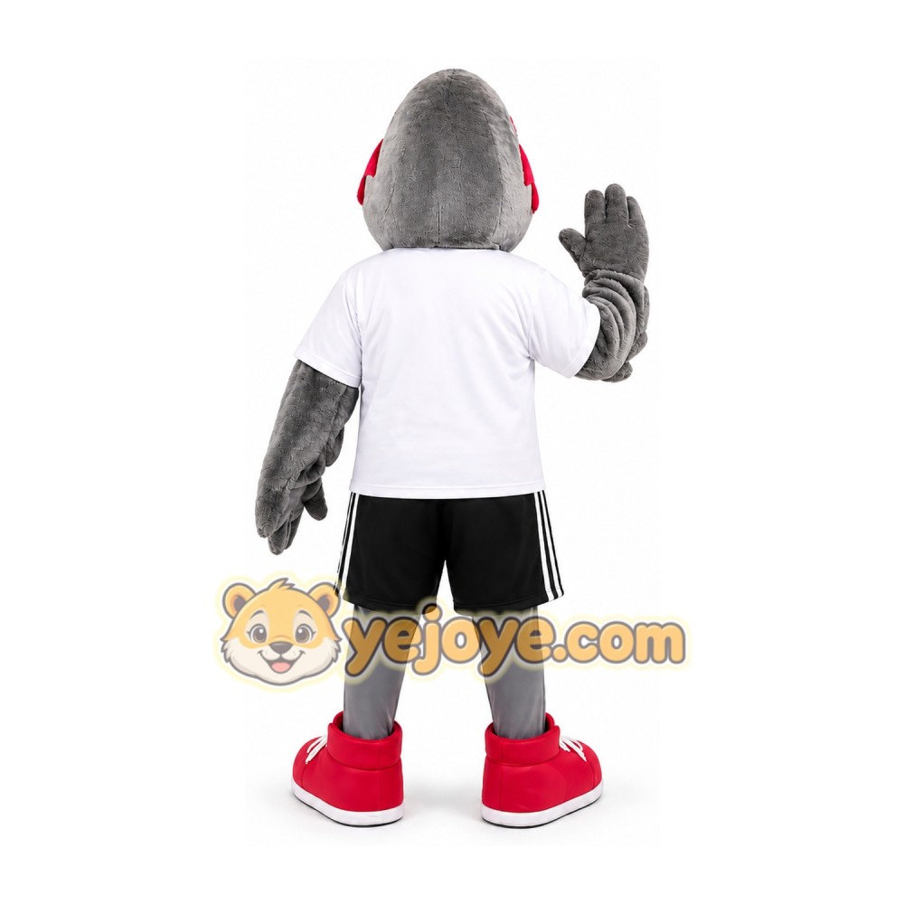 Gray Flamingo Mascot Costume with Pink Trim