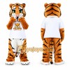 Orange Tiger Mascot Costume with White T-Shirt