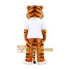 Orange Tiger Mascot Costume with White T-Shirt