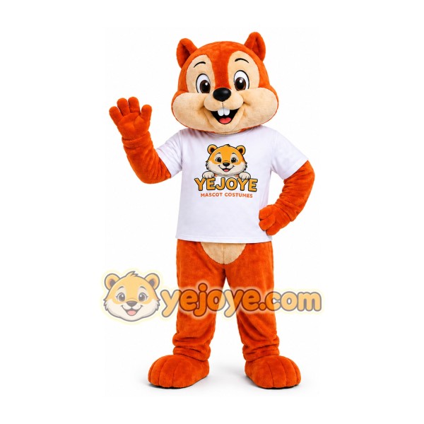 Orange Squirrel Mascot Costume with White Shirt Orange Squirrel Mascot Costume with White Shirt