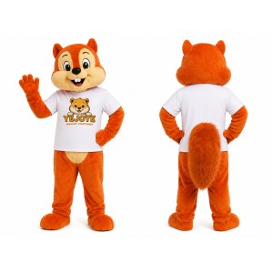 Orange Squirrel Mascot Costume with White Shirt